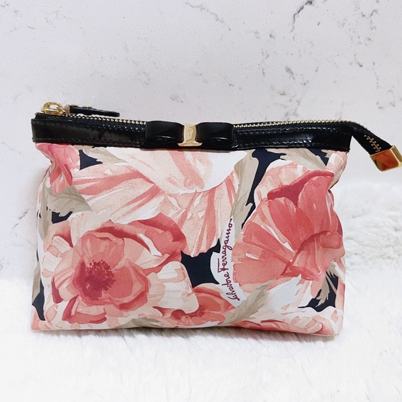 Authentic Salvatore Ferragamo Vintage Floral Bow Cosmetic Bag - Picture 9 of 11